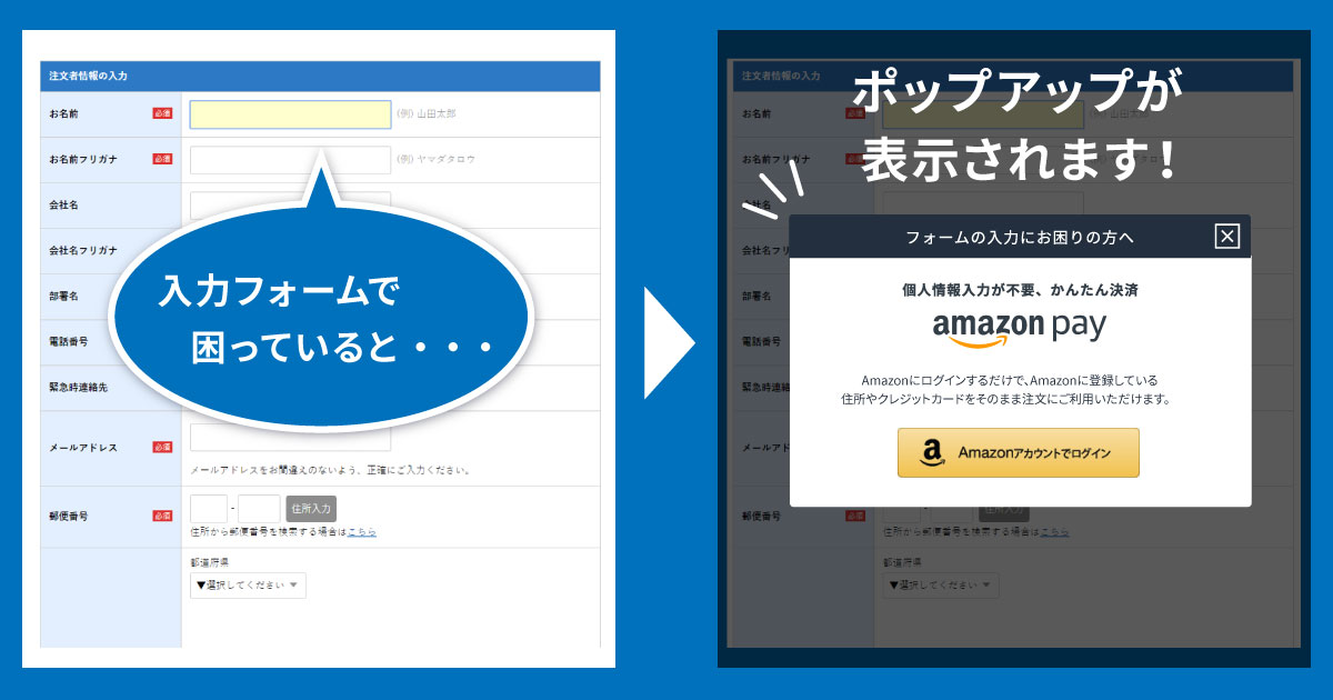 Web接客型Amazon Payポップアップ表示例